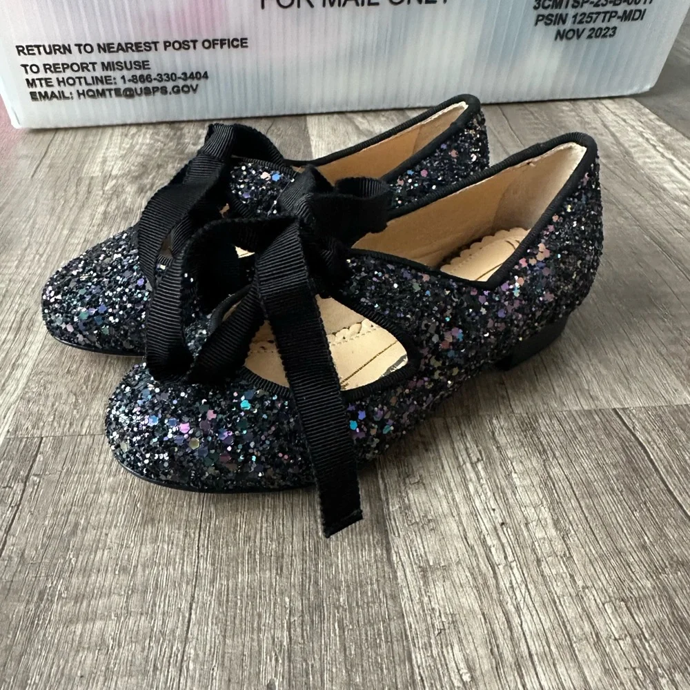Charlotte Olympia INCY OLIVIA toddler Flats Blue GLITTER  Mary Jane 25